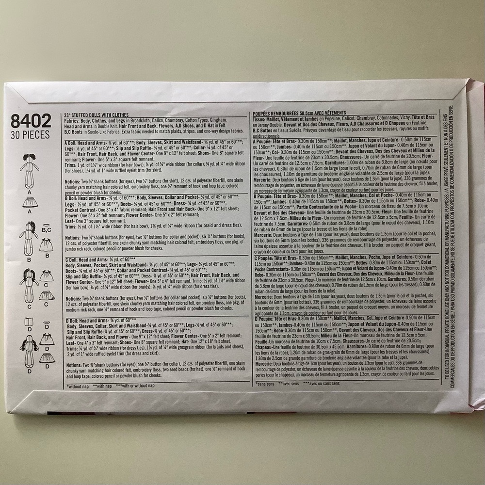 Simplicity 8402 Sewing Pattern - Picture 5 of 5